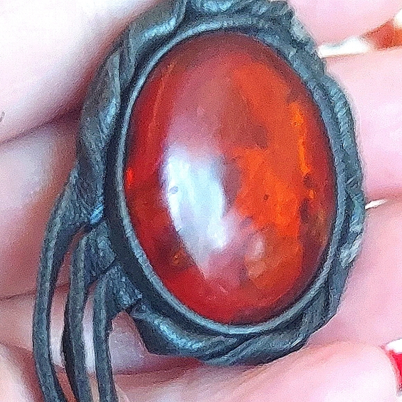 Minimalist Black Cord Necklace with Red Gemstone Pendant - Picture 7 of 8